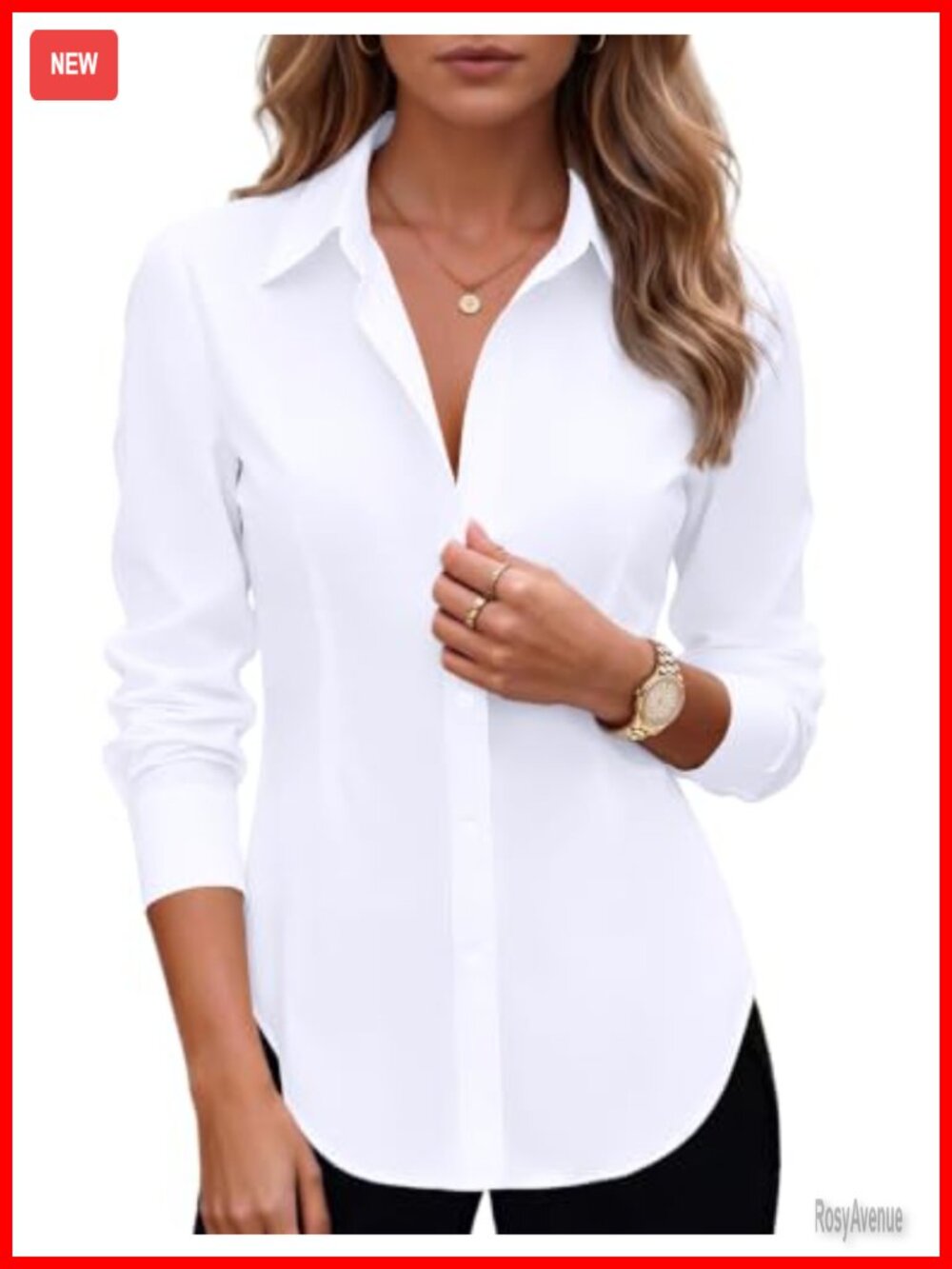 Women's Button Down Shirt Long Sleeve Business Casual Blouse
